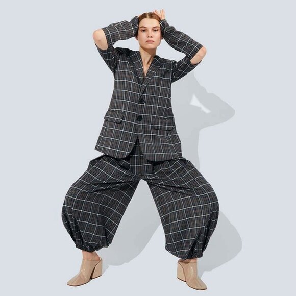 Tibi "Gabe" Checked Blazer w Cutout Elbows, size 8 - Picture 10 of 11